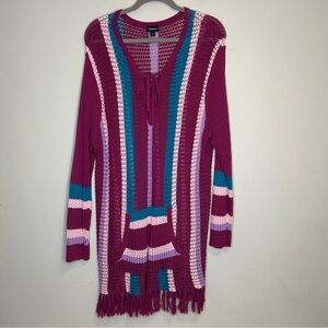 Torrid PULLOVER SWEATER Berry Open Stitch Baja Purple Net‎ 1X Summer Cruise